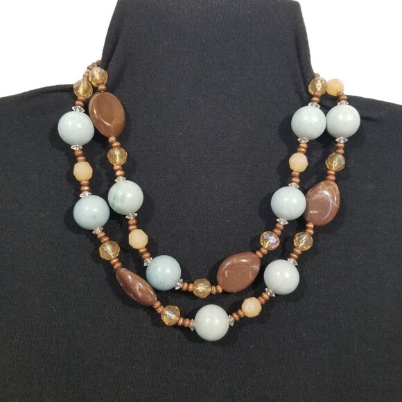 Crystal & Stone Necklaces Ropes or Chokers in Browns, Orange, and Blue - Picture 6 of 16